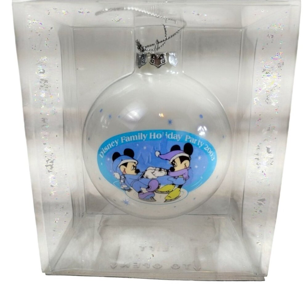 Disney Cast Holiday Party 2003 Mickey and Minnie 3 inch Vintage Glass Ornament